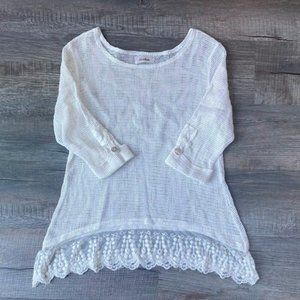 Le Moda Overlay White Tunic Size Small